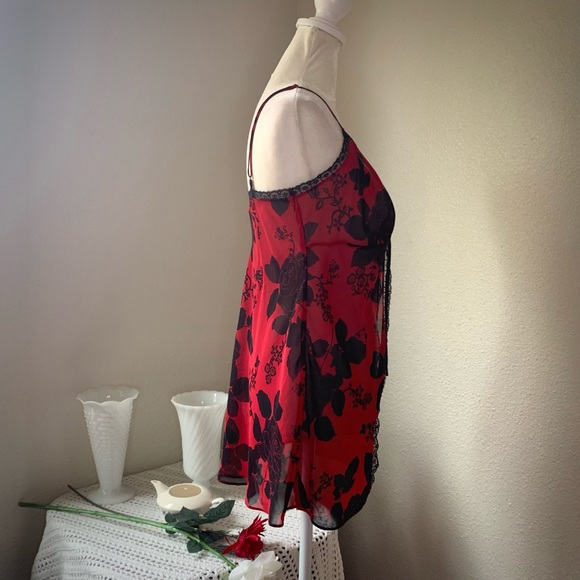 Y2K Open Front VS Black Roses Babydoll Lingerie, Sz S (36) - Picture 5 of 10
